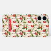 Watercoloraardbeien op strepen Monogram Case-Mate iPhone Case (Achterkant (horizontaal))