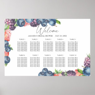 Watercolorbessen bruiloft zitplaatskaart poster