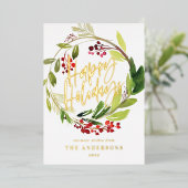 Watercolorbessenkrans fijne feestdagen (Staand Voorkant)