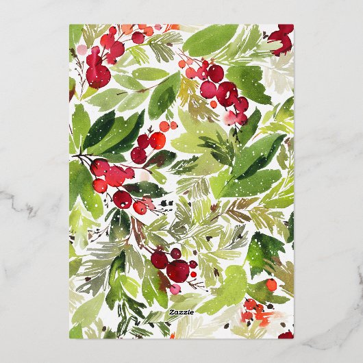 Watercolorbessenkrans fijne feestdagen (Achterkant)