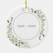 Watercolorbladeren 25e trouwdag keramisch ornament (Achterkant)