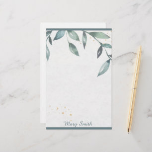 Watercolorbladeren gepersonaliseerd briefpapier