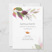 Watercolorbladeren Herfst Bruiloft Save the Date Kaart (Voorkant)