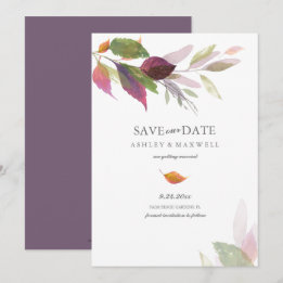 Watercolorbladeren Herfst Bruiloft Save the Date Kaart