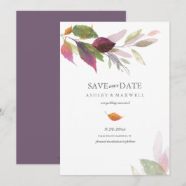 Watercolorbladeren Herfst Bruiloft Save the Date Kaart