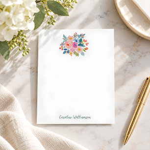 Watercolorboeket Gepersonaliseerd Schrift Minimali Notitiekaartje