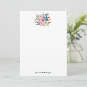 Watercolorboeket Gepersonaliseerd Schrift Minimali Notitiekaartje