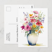 Watercolorboeket van bloemen briefkaart (Voorkant / Achterkant)