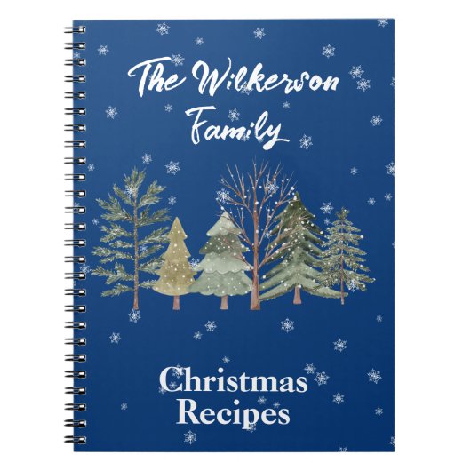 Watercolorbomen in een besneeuwd winterwoud op bla notitieboek (Voorkant)