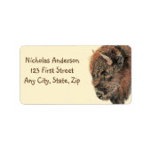 WatercolorBuffalo Bison Animal Natuur art. Etiket (Voorkant)
