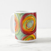 Watercolorcirkels Meerkleurige Abstracte Kunst Koffiemok (Voorkant links)