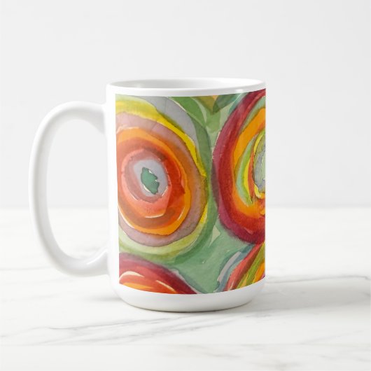 Watercolorcirkels Meerkleurige Abstracte Kunst Koffiemok (Links)