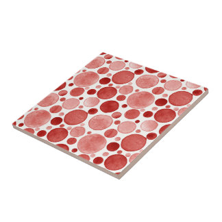 Watercolorcirkels - Rood keramiek tegel Tegeltje