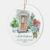 Watercolordeur | Eerste kerst in het nieuwe huis Keramisch Ornament (Links)
