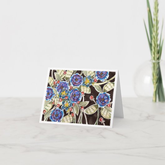 WatercolorFloral Folk Art Notecard Bedankkaart (Voorkant)