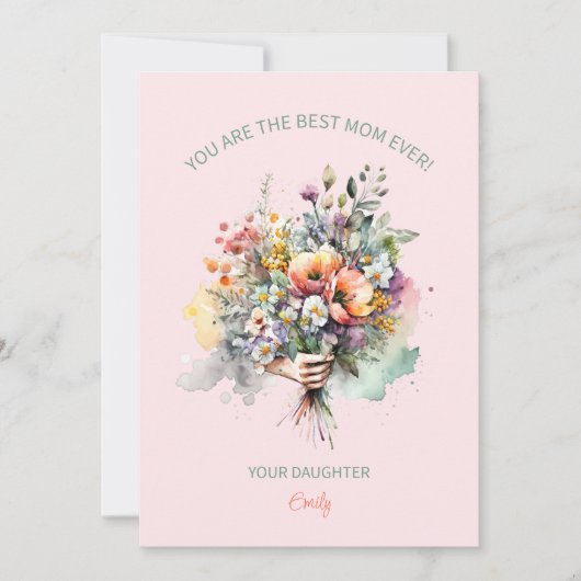 WatercolorFlowers Bouquet voor mama Kaart (Voorkant)