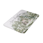 Watercolorhuisje in het groene dennenbos badmat (Gekanteld)