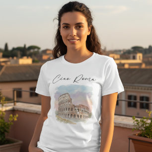 Watercolorillustratie van het Colosseum Rome Tri-Blend Shirt
