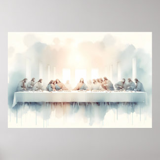 Watercolorillustratie van het Laatste Avondmaal Poster