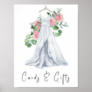 Watercolorjurk met bloemen - kaarten en cadeaus poster
