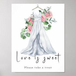 Watercolorjurk met bloemen - liefde is zoet poster