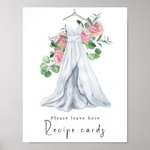 Watercolorjurk met bloemen - receptkaarten poster