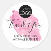 WatercolornRoze Hartelijk dank voor uw aangepaste  Ronde Sticker (Voorkant)