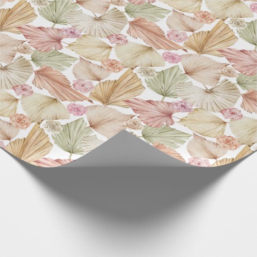 Watercolorpalmbladeren en rozen cadeaupapier (Hoek)