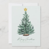 Watercolorpenseelstreek Kerstboom Niet-foto Feestdagenkaart (Voorkant)
