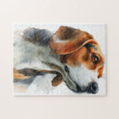 Watercolorportret van Beagle Legpuzzel (Horizontaal)