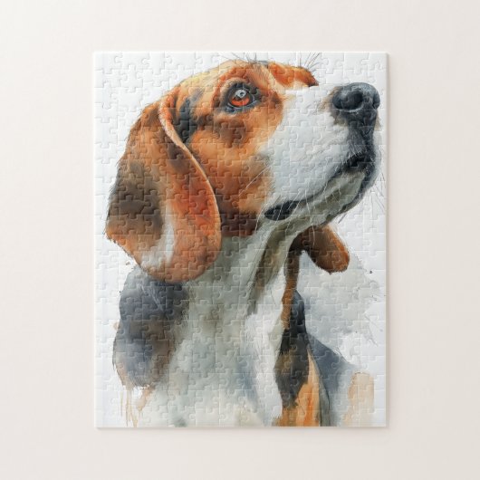 Watercolorportret van Beagle Legpuzzel (Verticaal)