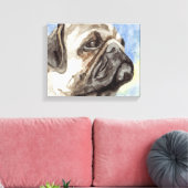 Watercolorportret van Pug Canvas Afdruk (Insitu (Woonkamer))