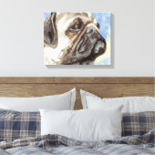 Watercolorportret van Pug Canvas Afdruk (Insitu (Slaapkamer))