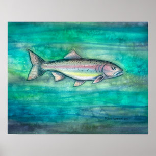 Watercolorprint Regenboogforel van Molly Harrison Poster