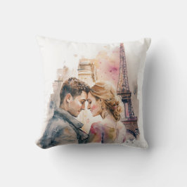 Watercolorromantiek in Parijs Koppels Kussen Kusse