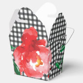 Watercolorroos op Zwarte Witte Check Afhaal Bedankdoosjes (Geopend)