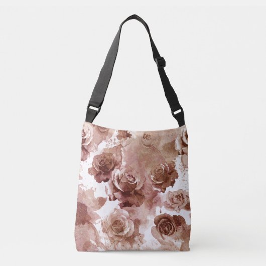 Watercolorrozen 3 crossbody tas (Voorkant)