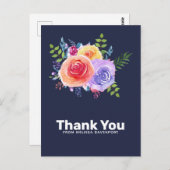 Watercolorrozen Bloemboeket Feest Dankjewel Briefkaart (Voorkant / Achterkant)