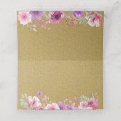 Watercolorrozen Bloemig Goud Plaatskaartje (Binnenkant ongevouwen)