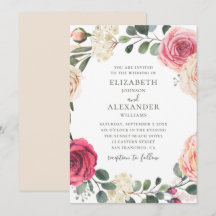Watercolorrozen. Elegante bloemige groene bruiloft