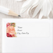 Watercolorrozen & Glitter Bruiloft Adreslabel Etiket (Insitu)