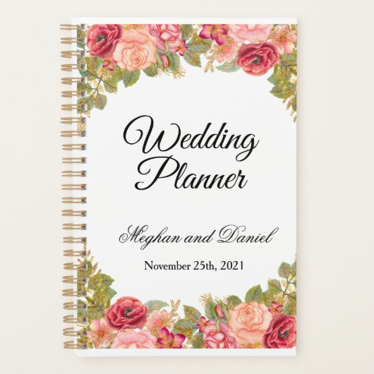 Watercolorrozen & Glitter Bruiloft Planner (Voorkant)