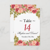 Watercolorrozen & Glitter Ontvangsttaartkaarten Kaart (Voorkant / Achterkant)