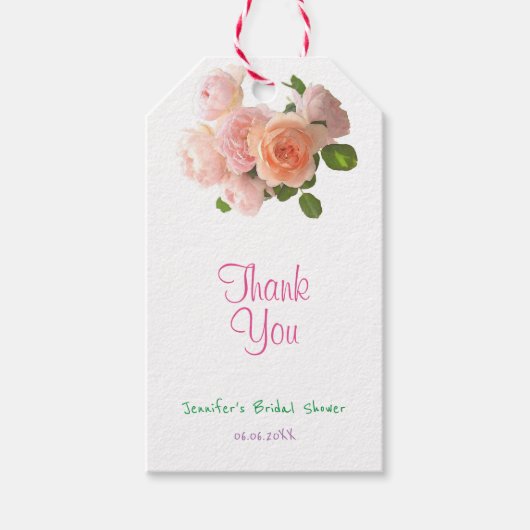 Watercolorrozen Handgeschreven Bedankt Tekst Moder Cadeaulabel (Voorkant)