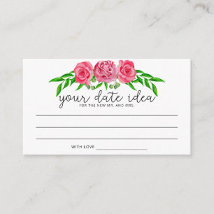 Watercolorrozen Ideeen voor date night \ Date jar Informatiekaartje