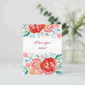Watercolorrozen Ik hou van jou mama Moederdagkaart Kaart (Staand voorkant)