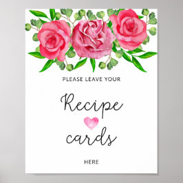 Watercolorrozen laten uw receptkaart hier poster