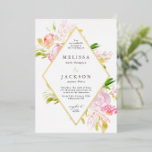 Watercolorrozen Lente Bloem Uitnodiging Diamant (Staand Voorkant)