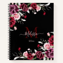 Watercolorrozen Monogram Zwart