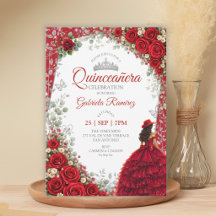 Watercolorrozen Rood en Zilver Rode Quinceañera